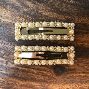 Faux Pearl/Rhinestone Embellished Snap Clip Set R